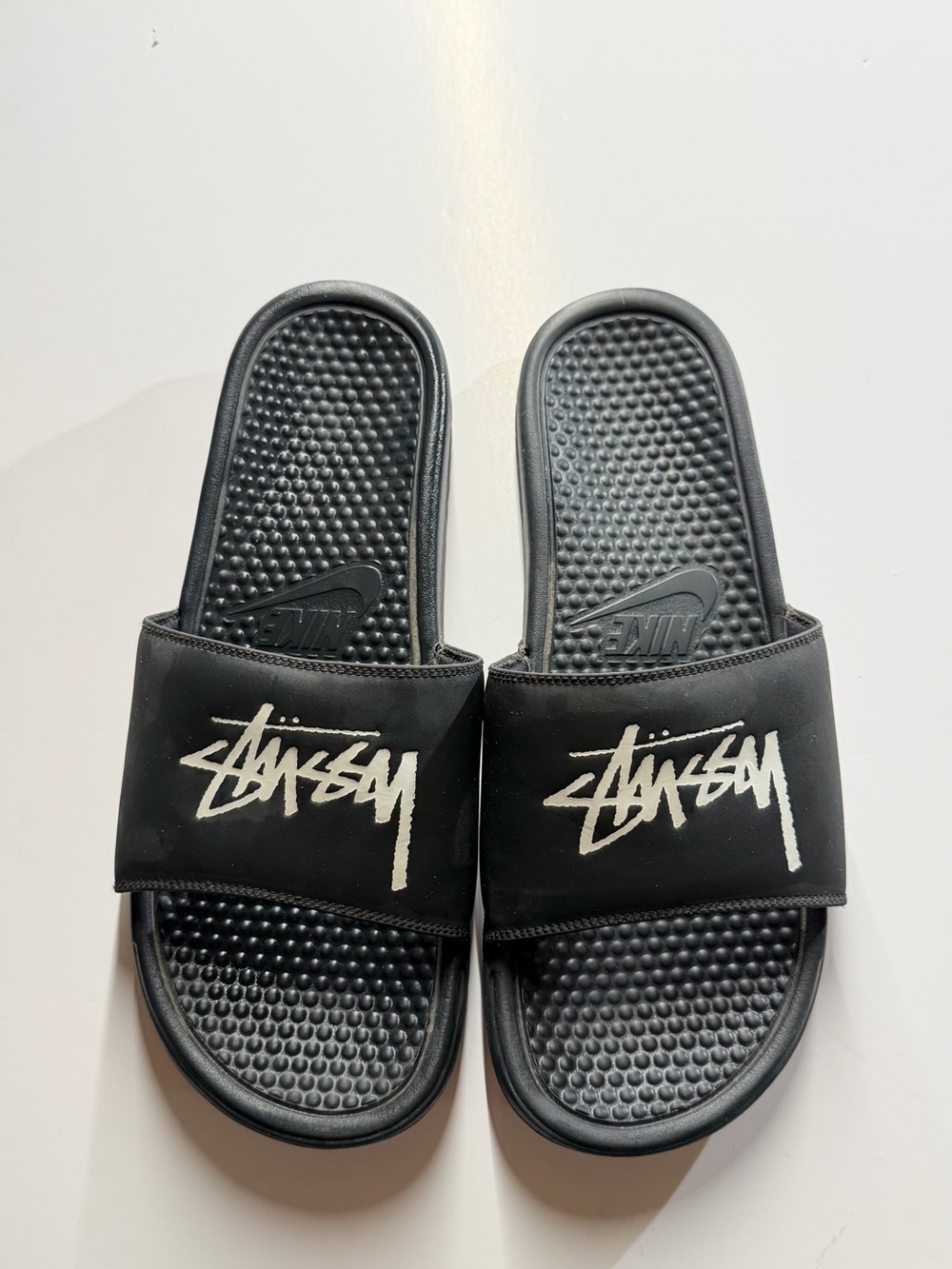 Stussy Black and White Logo Slide Sandals